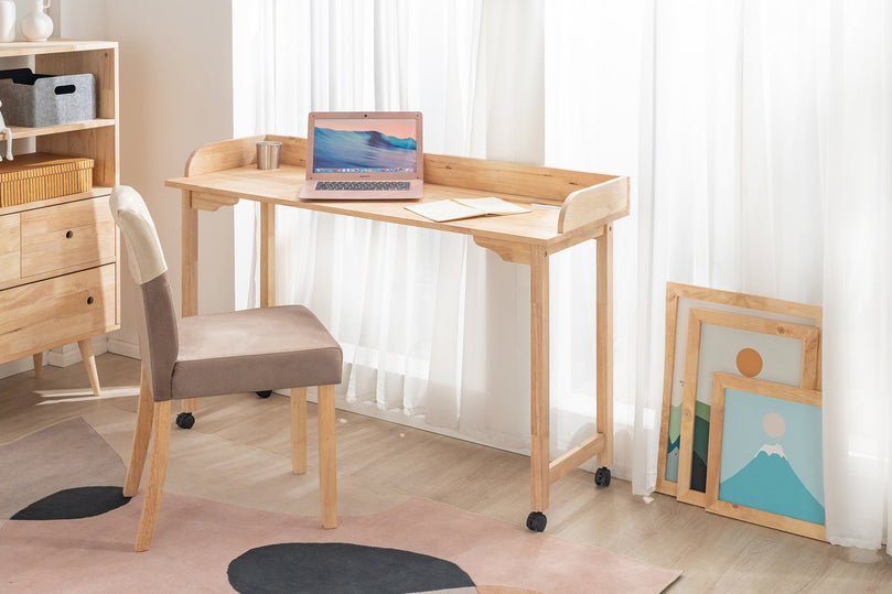 Natural Signature by Macco - Tekerlekli Yüksek Çalışma Masası (Ergonomik ve Masif Kauçuk Ağacı)