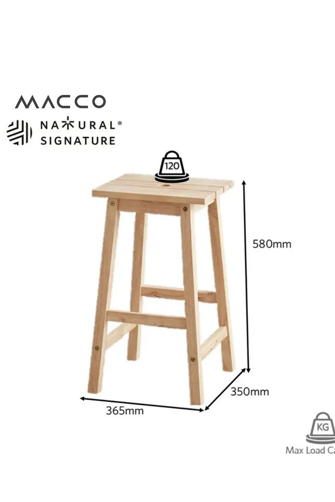 Natural Signature by Macco - Masif Kauçuk Ağacı Tabure